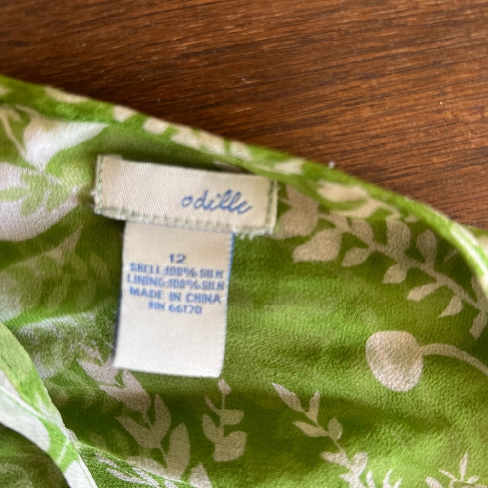 Anthropologie Odille Spaghetti Strap Green Floral Top L - Picture 5 of 6
